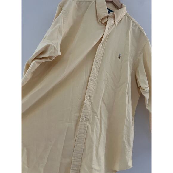Ralph Lauren Men's Button Down Dress Shirt Yarmouth Butter Yellow Cotton 17.5 JL - Picture 3 of 10